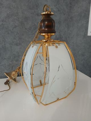 Lampadario Sosp. Ottone Vetro