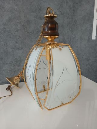 Lampadario Sosp. Ottone Vetro