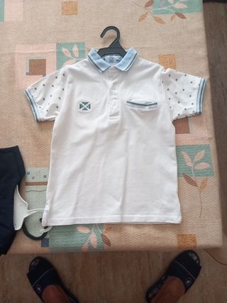 Polo niño 6 años - Blanco con estrellas