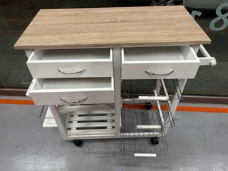 Carrito cocina - blanco y beige