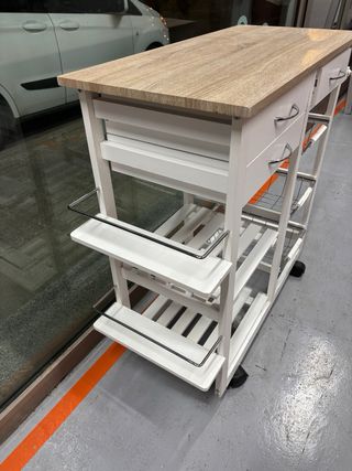 Carrito cocina - blanco y beige
