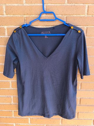 SOLO en MANO:Camiseta Cortefiel azul marino- T.M