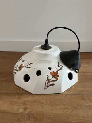 Lámpara vintage porcelana flores