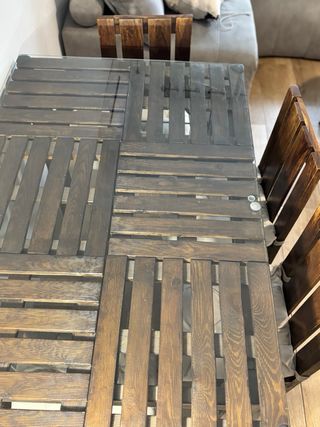 Mesa comedor madera cristal + 4 sillas
