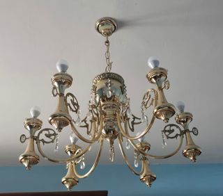 Lámpara Araña Clásica Dorada 6 Luces