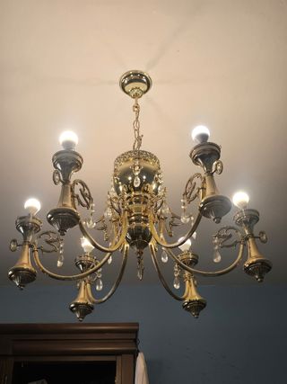 Lámpara Araña Clásica Dorada 6 Luces