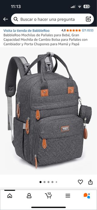 Mochila bebé BabbleRoo gris