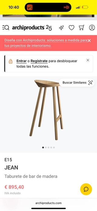 2 Banquetas madera cocina de diseñador 