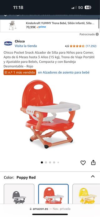 Trona Chicco Pocket Snack Plegable