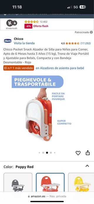Trona Chicco Pocket Snack Plegable