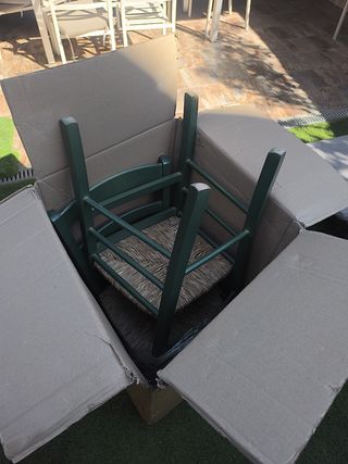 2 Sillas Madera Verde - Paja