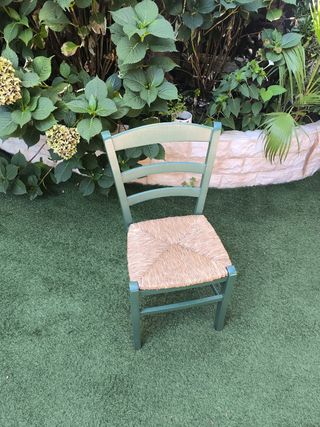2 Sillas Madera Verde - Paja