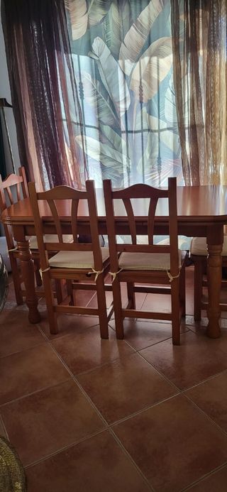 Mesa comedor + 6 sillas madera.