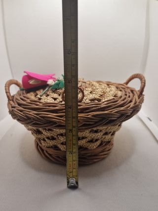 Cesta mimbre costurero vintage
