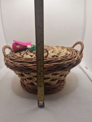Cesta mimbre costurero vintage