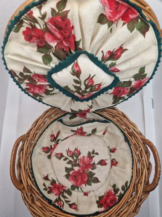 Cesta mimbre costurero vintage
