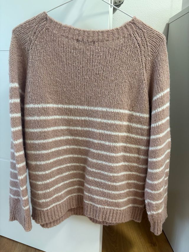 Jersey rosa y blanco a rayas