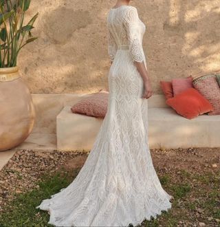 Vestido novia boho encaje. 