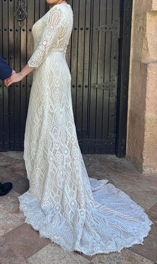 Vestido novia boho encaje. 