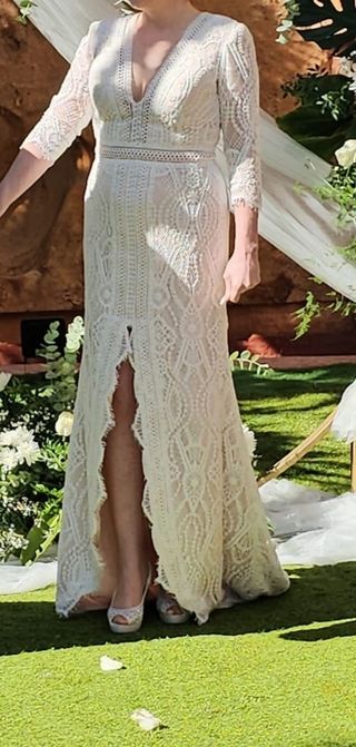 Vestido novia boho encaje. 