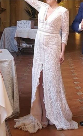 Vestido novia boho encaje. 