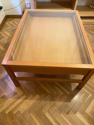 Mesa centro madera cristal -  comedor