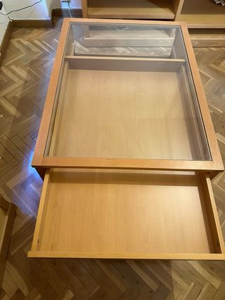 Mesa centro madera cristal -  comedor