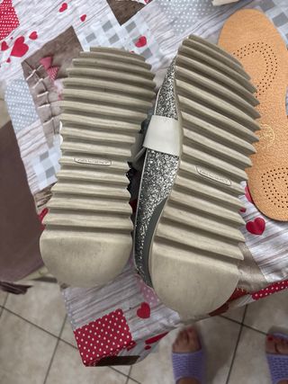 Mocassini My Grey glitter argento-bianco