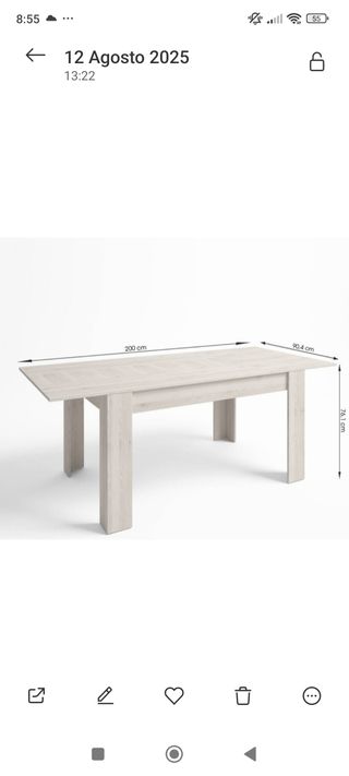 Mesa extensible roble - 1,40 cm
