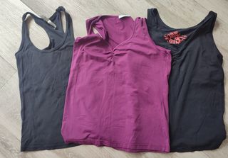 3 Camisetas Tirantes Deporte - Negro, Morado