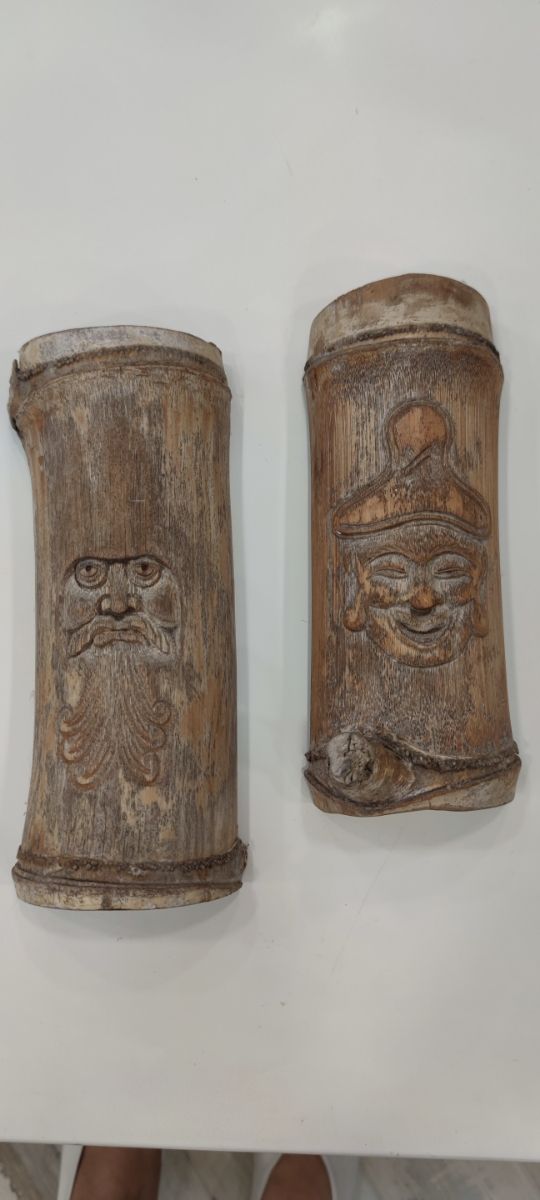 Cañas bambú grabadas - Decoración