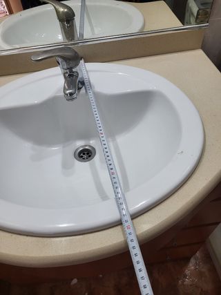 Mueble lavabo baño - Madera con espejo y luces
