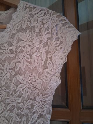 Vestido encaje Rosemonde beige niña
