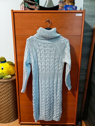 Vestito maglia collo alto grigio