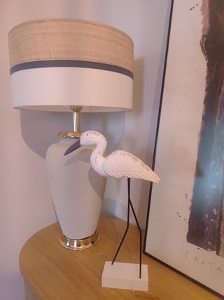 Decoración pájaro blanco - madera metal