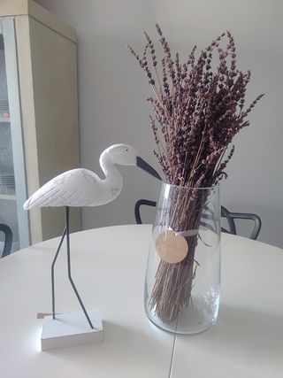 Decoración pájaro blanco - madera metal