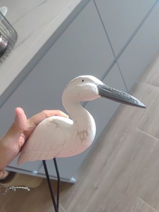 Decoración pájaro blanco - madera metal