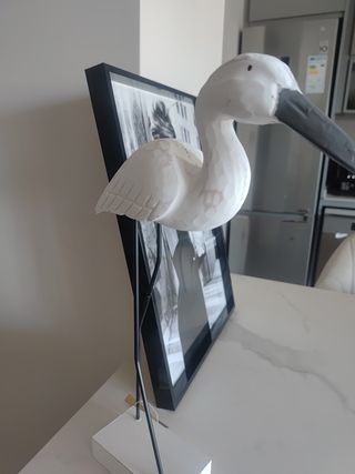 Decoración pájaro blanco - madera metal