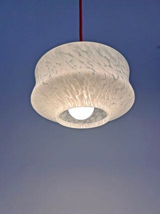  LAMPADE DA SOFFITTO IN VETRO BIANCO, ANNI '70