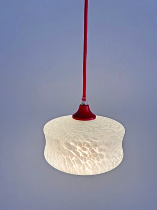  LAMPADE DA SOFFITTO IN VETRO BIANCO, ANNI '70