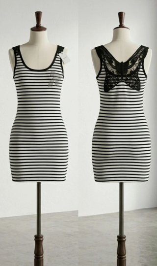 Vestido deportivo rayas blanco-negro tirantes