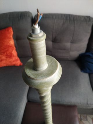 Pie lámpara vintage madera - beige