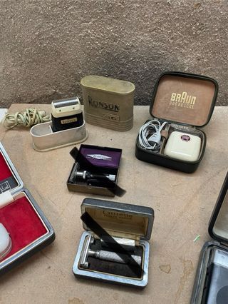 Máquinas antiguas (Ronson, Braun, Gillette)