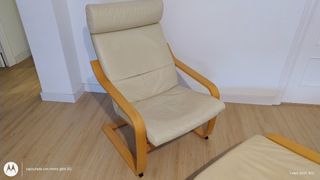 Sillón relax Ikea Poang piel beige