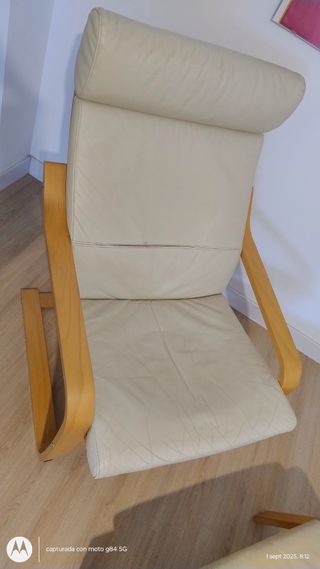 Sillón relax Ikea Poang piel beige