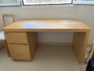 Escritorio madera - 1 cajón y puerta abatible 