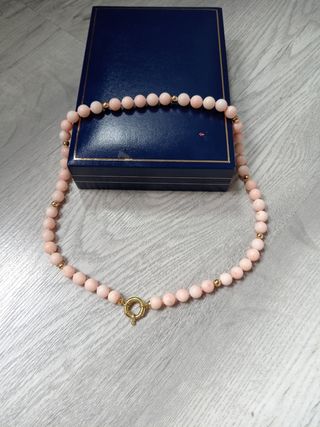 Collar coral rosa - oro 18k