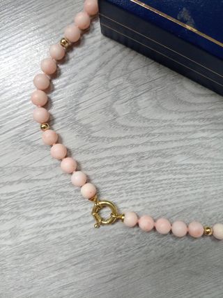 Collar coral rosa - oro 18k
