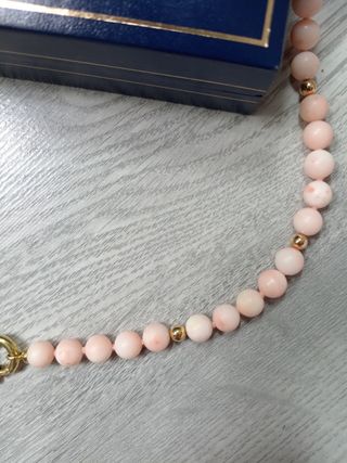 Collar coral rosa - oro 18k