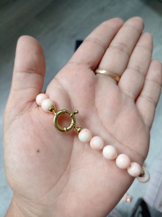 Collar coral rosa - oro 18k